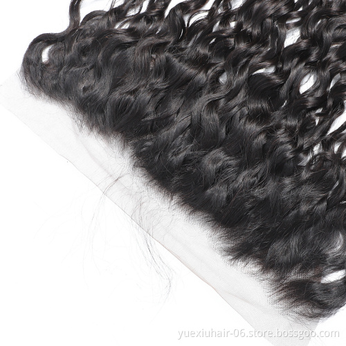 Top Quality Transparent Brazilian Virgin Remy Human Hair water Wave 13X4 Ear To Ear Full Lace Frontal Closure